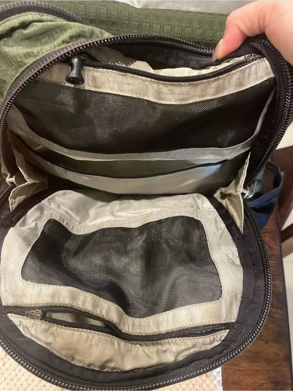 Patagonia Olive Green Ripstop Backpack with Black Accents